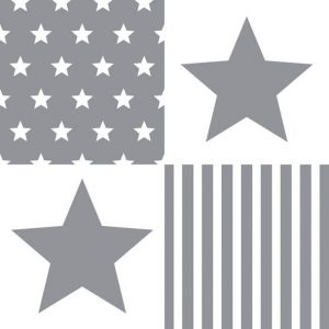 Lunch Napkin - Star Stripes GREY