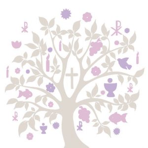 Lunch Napkin - Communion Symbols TAUPE/PURPLE