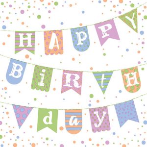 Lunch Napkin - Birthday Garland BLUE