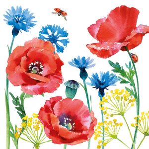 Lunch Napkin - Cornflower And Poppy