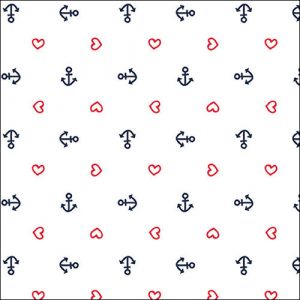 Lunch Napkin - Anchor Heart WHITE