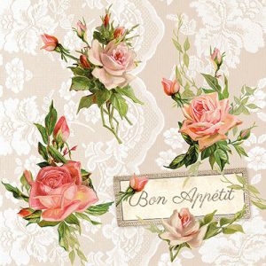 Lunch Napkin - Roses On Lace