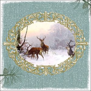 Lunch Napkin - Elegant Deer GREEN