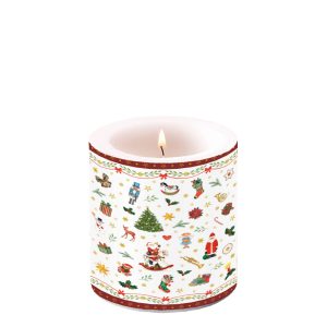 Candle SMALL - Ornaments All Over RED