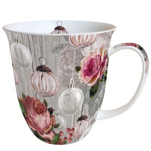 MUG (Fine Bone China) - Roses and Baubles (400 mL)