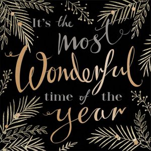 Lunch Napkin - Wonderful Time BLACK