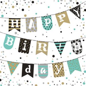 Lunch Napkin - Birthday Garland GREEN