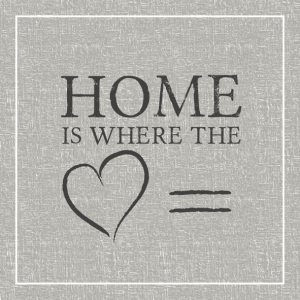 Lunch Napkin - Home is where the heart is GREY