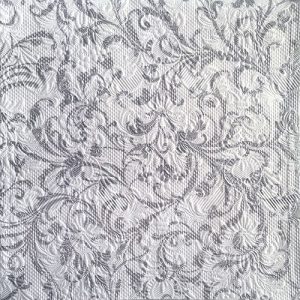 Lunch Napkin - Elegance Damask WHITE/SILVER