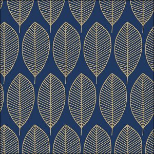 Lunch Napkin - Oval Leaves Royal Blue/Gold