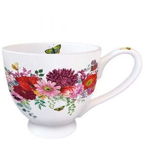 MUG -  Flower Border WHITE (450 mL)