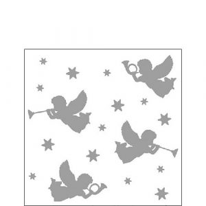 Cocktail Napkin - Trumpet Angels Silver