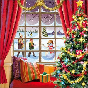 Lunch Napkin - Christmas Window