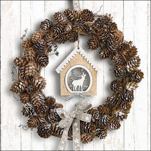 Lunch Napkin - Pine Cone Wreath