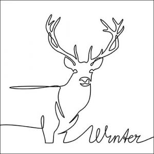 Lunch Napkin - Deer Drawing Black