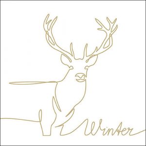 Lunch Napkin - Deer Drawing Gold