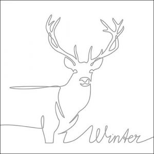 Lunch Napkin - Deer Drawing Silver