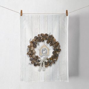 Kitchen Towel - Pine Cone Wreath