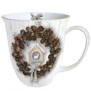 MUG (Fine Bone China) - Pine Cone Wreath (400 mL)
