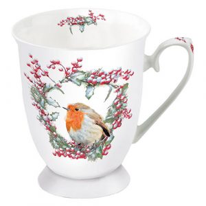 MUG (Fine Bone China) - Robin in Wreath (250 mL)