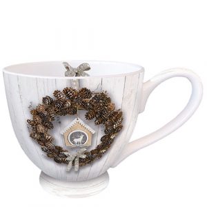 MUG (Fine Bone China) - Pine Cone Wreath (450 mL)