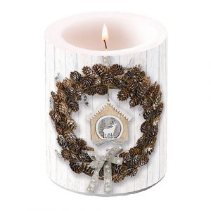 Candle LARGE - Pine Cone Wreath