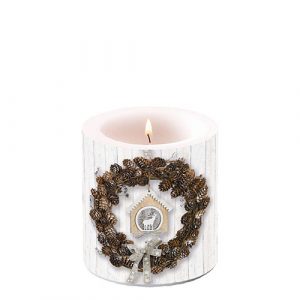 Candle SMALL - Pine Cone Wreath