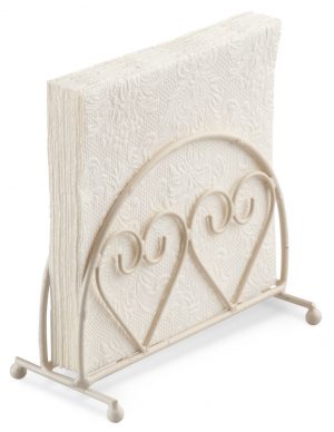 Napkin Holder STANDING - Two Hearts (CREAM)