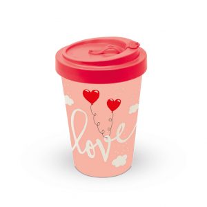 MUG (Bamboo Travel Mug) - Love Balloons PALE ROSE (400 mL)