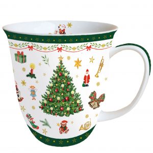 MUG (Fine Bone China) - Christmas Evergreen WHITE (400 mL)