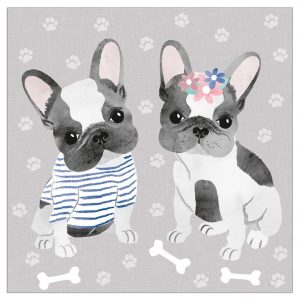Lunch Napkin - Cute Puppies GREY