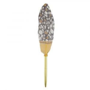 Writing Instrument (FEATHER PEN) - Black-Grey Pen with Gold Glitter (Single Feather)