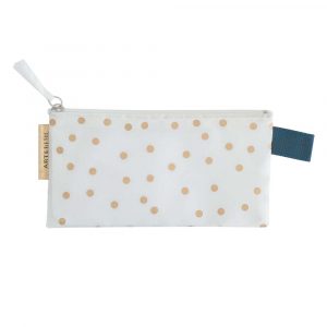 Pencil Bag - Gold Dots WHITE
