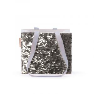 Gift Bag (Sequins) - Square SILVER/GOLD (Small)