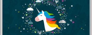 LONG Greeting Card (Birthday) - Glitter Unicorn