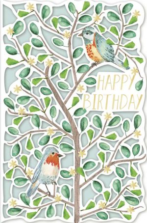 Greeting Card (Birthday) - Birds in Forest (Laser Cut)