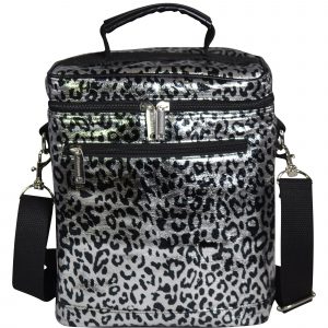 BEER BAG - 6 Bottle Insulated Tote Carrier - SILVER LEOPARD