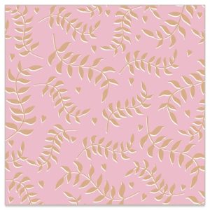 Lunch Napkin - GOLD Leaves Pattern on PINK