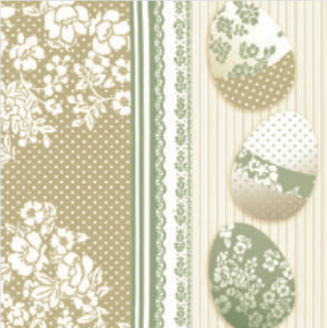 Lunch Napkin - Easter (Floral with Eggs) TAN