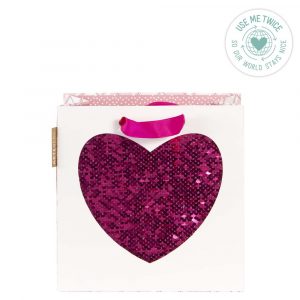 Gift Bag (Sequins) - Heart FUSCHIA (Small)