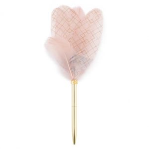 Writing Instrument (FEATHER PEN) - Modern Pattern on Pink (Petal Style Feather)