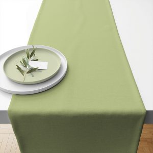TABLE RUNNER (Cotton) - Uni CELADON GREEN