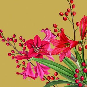 Cocktail Napkin - Christmas Bouquet GOLD