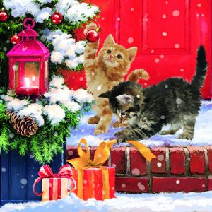 Lunch Napkin - Kittens on Doorstep