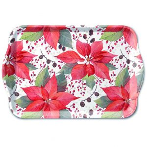 TRAY - Poinsettia And Berries (13 x 21cm)