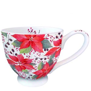 MUG (Fine Bone China) - Poinsettia And Berries (450 mL)