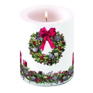 Candle LARGE - Bow On Wreath