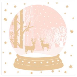 Lunch Napkin - Winterscene Snowglobe PINK