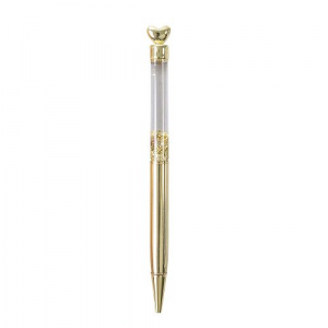 Writing Instrument - Luxury Glitter Confetti Floating Pen with HEART Accent (GOLDEN)