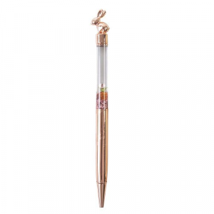 Writing Instrument - Luxury Glitter Confetti Floating Pen with BUNNY Accent (PINK-GOLD)